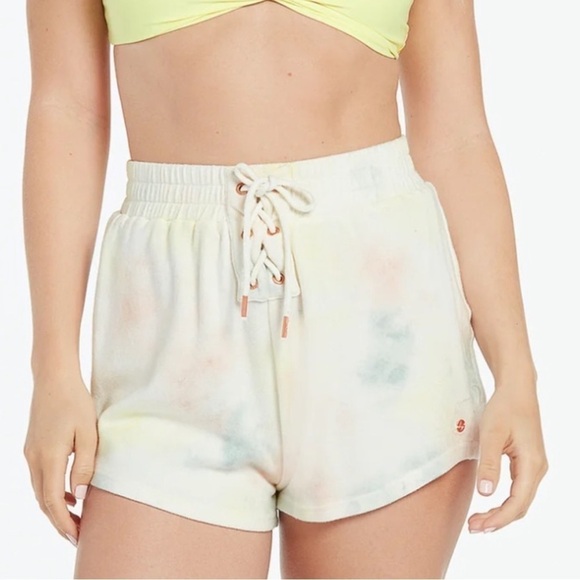 NWT Volcom Lived In Lounge Fleece Shorts in Multi Tie Dye Print - Picture 1 of 7